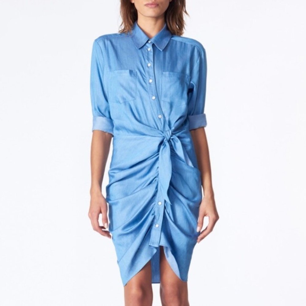 Veronica Beard Sierra Dress Blue Chambray Shirt Dress Snaps Size 2